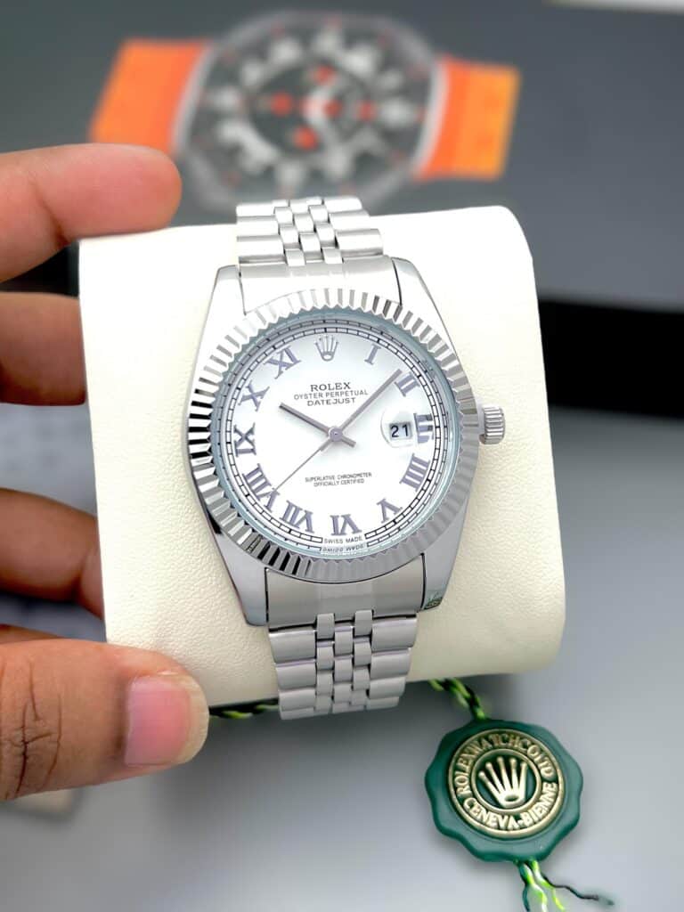 Montre Homme Luxe en Acier Inoxydable – Cadran Blanc - enzoaccessories